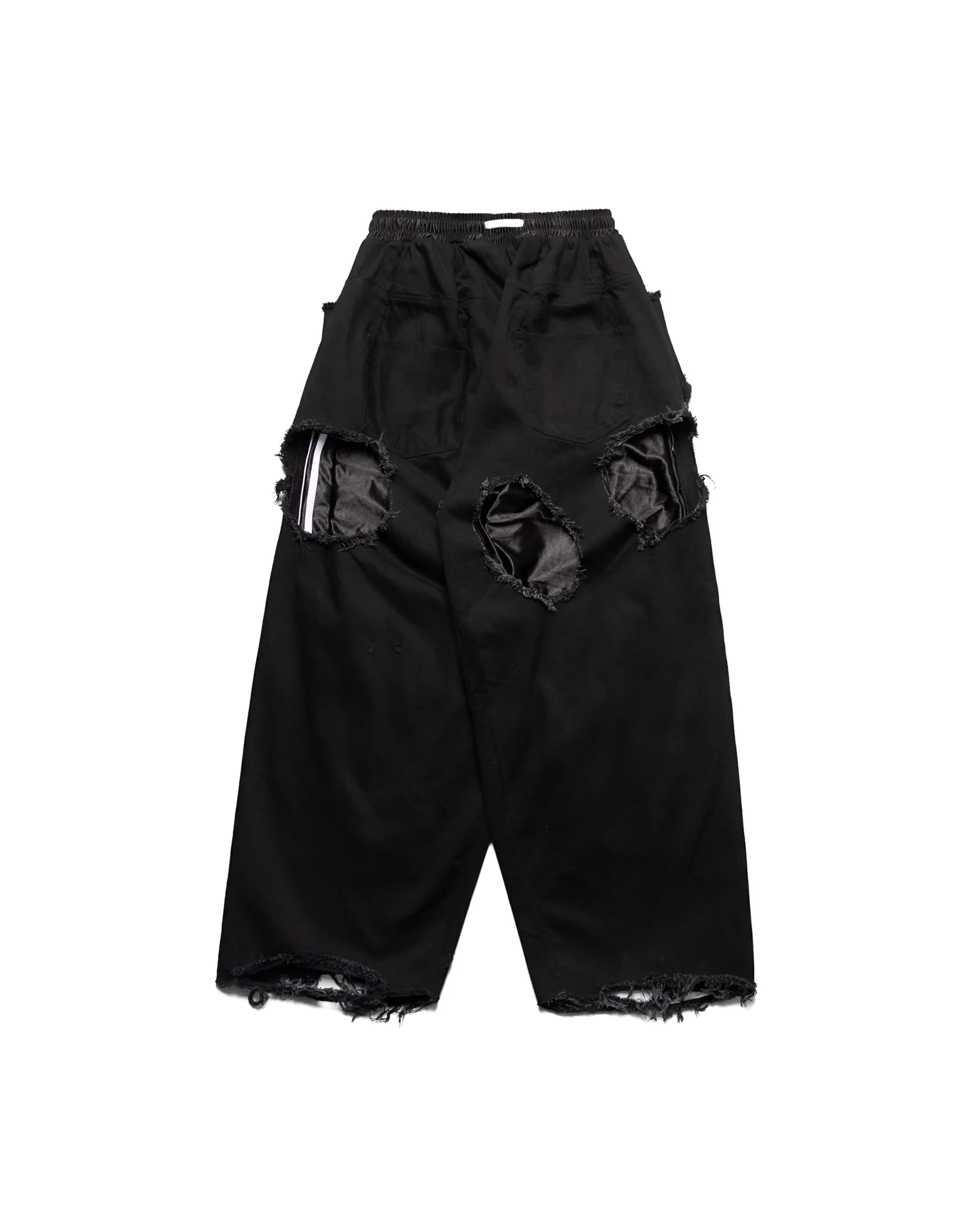 Tattered Double-Layer Basketball Denim (Black/White) - Image 3