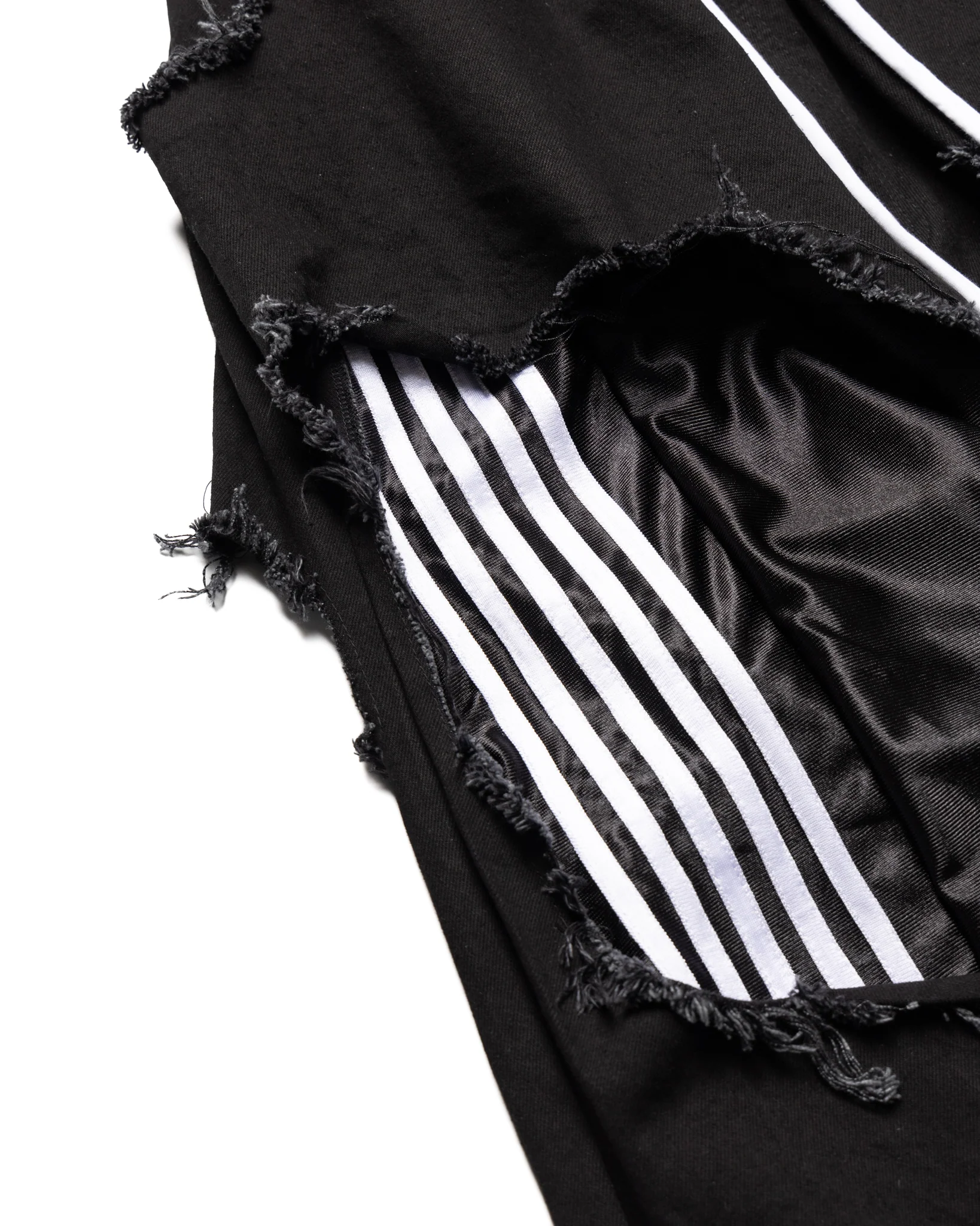 Tattered Double-Layer Basketball Denim (Black/White) - Image 5