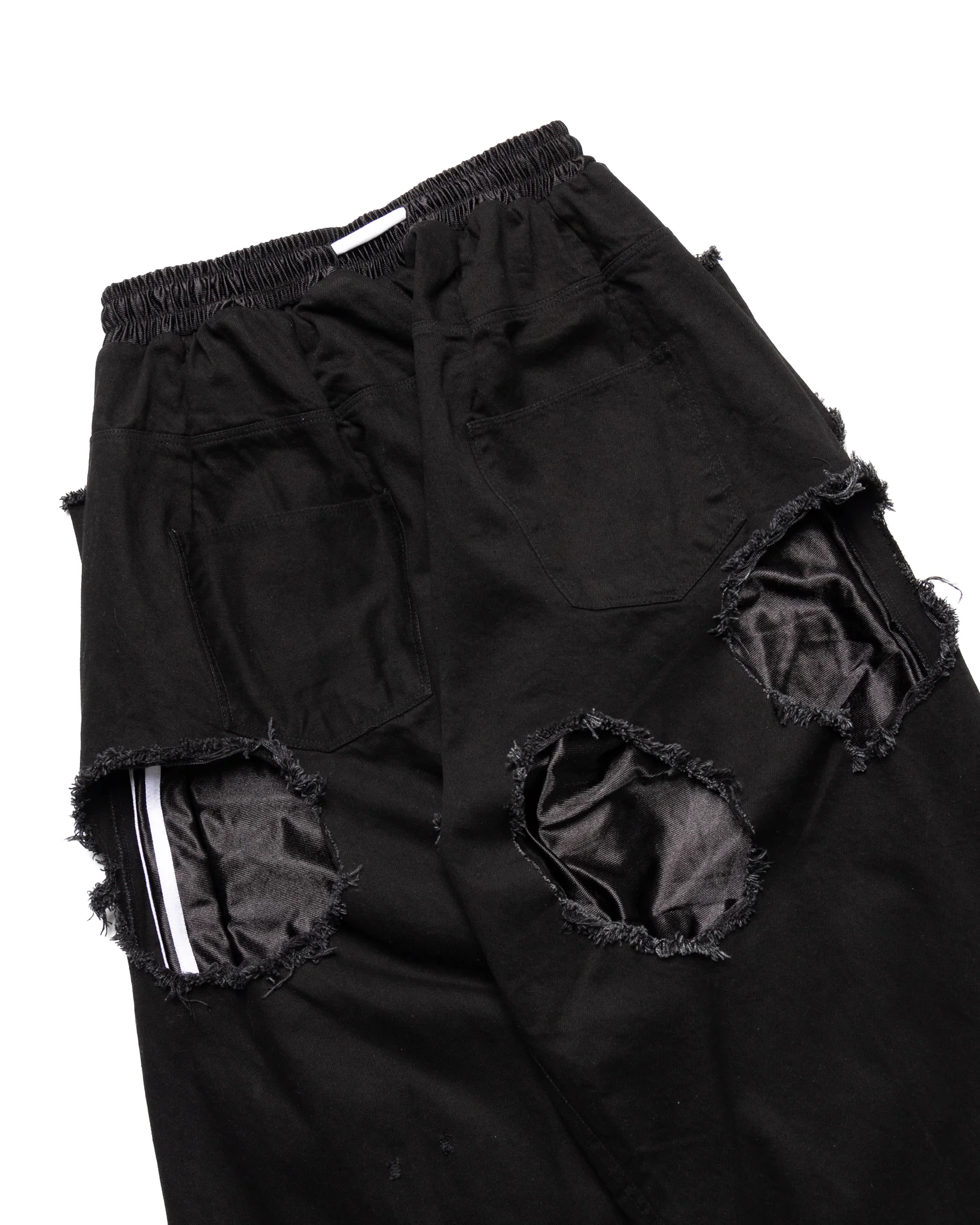 Tattered Double-Layer Basketball Denim (Black/White) - Image 6