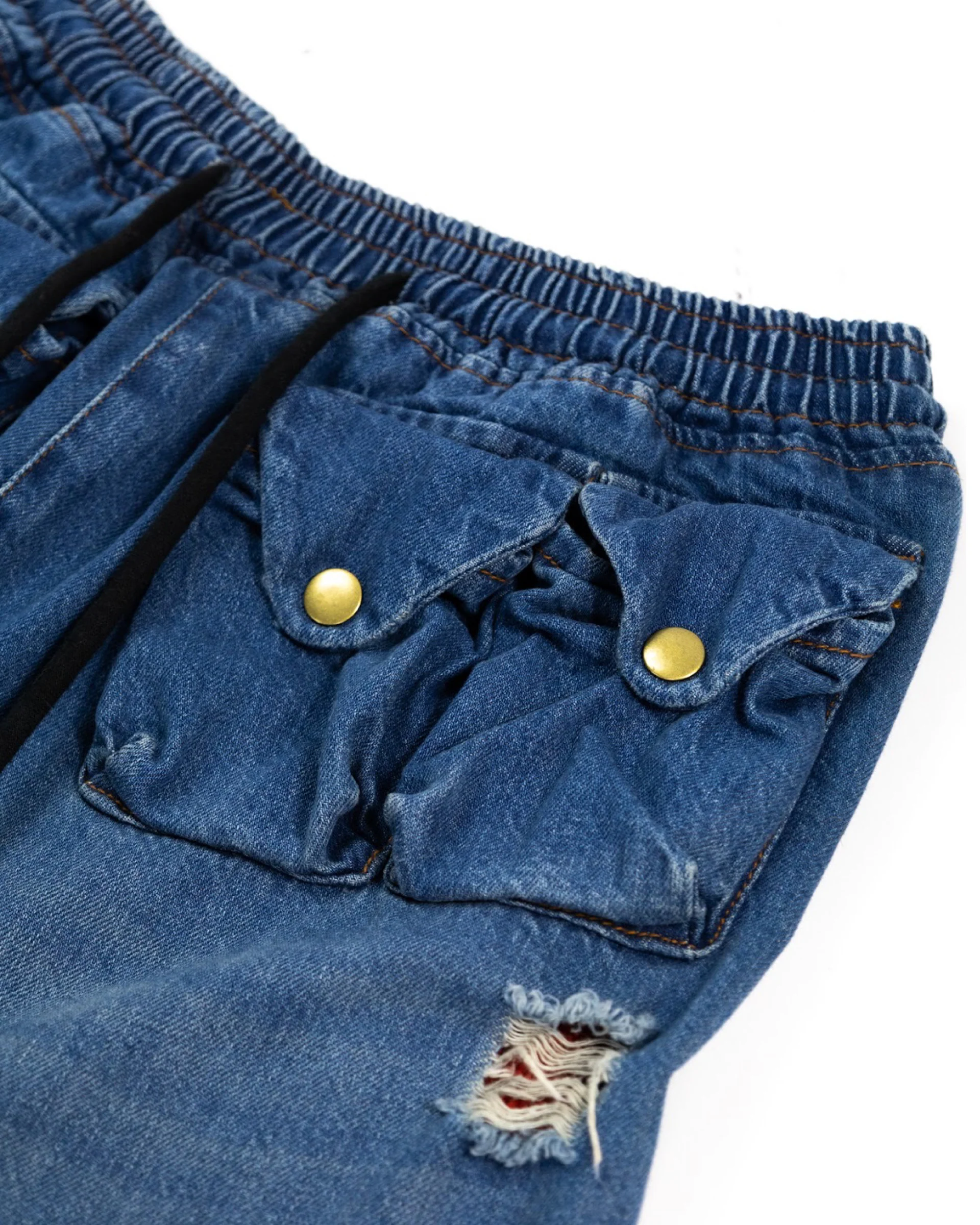 Wide-leg Tattered Red Thermal Denim - Image 7