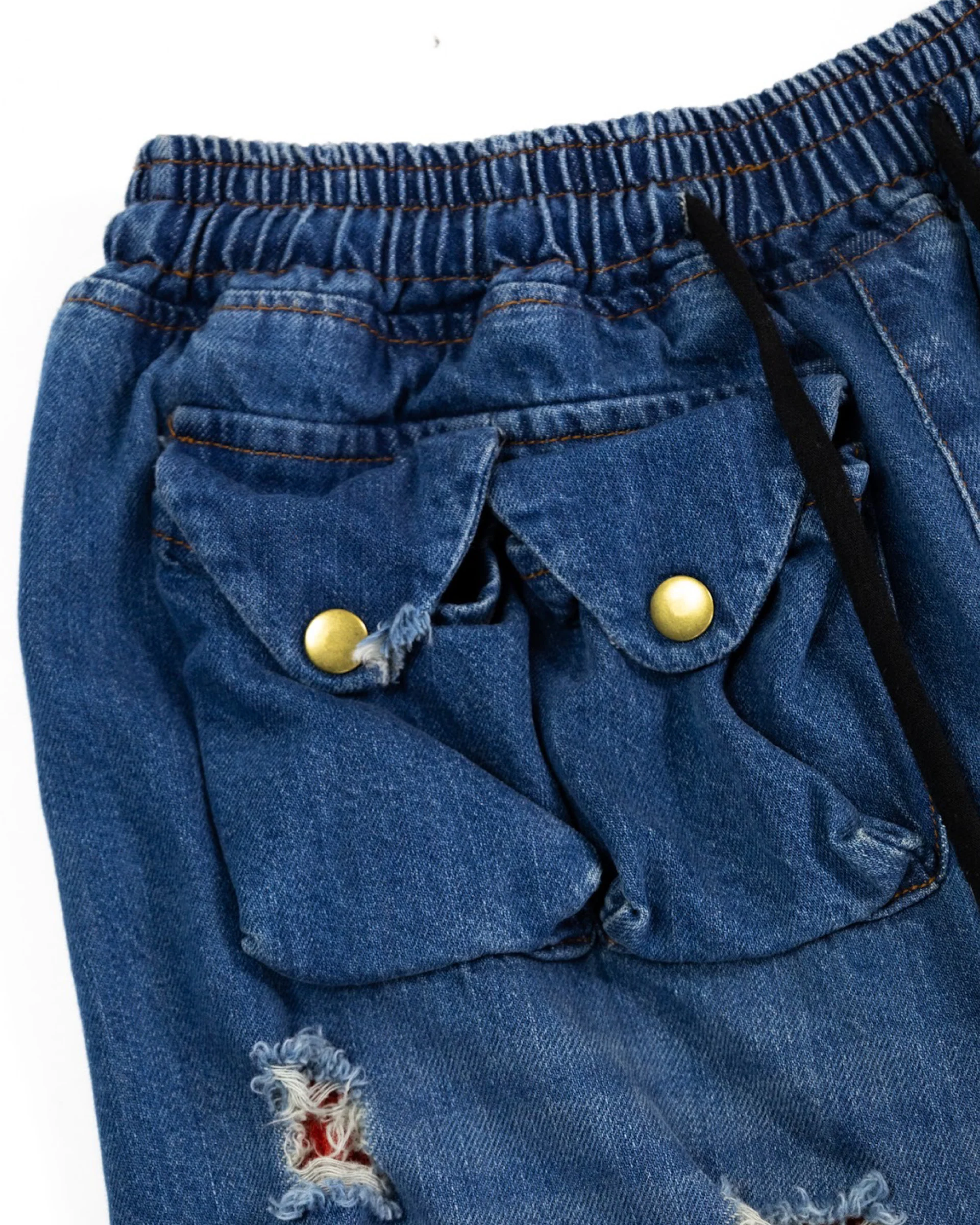 Wide-leg Tattered Red Thermal Denim - Image 8