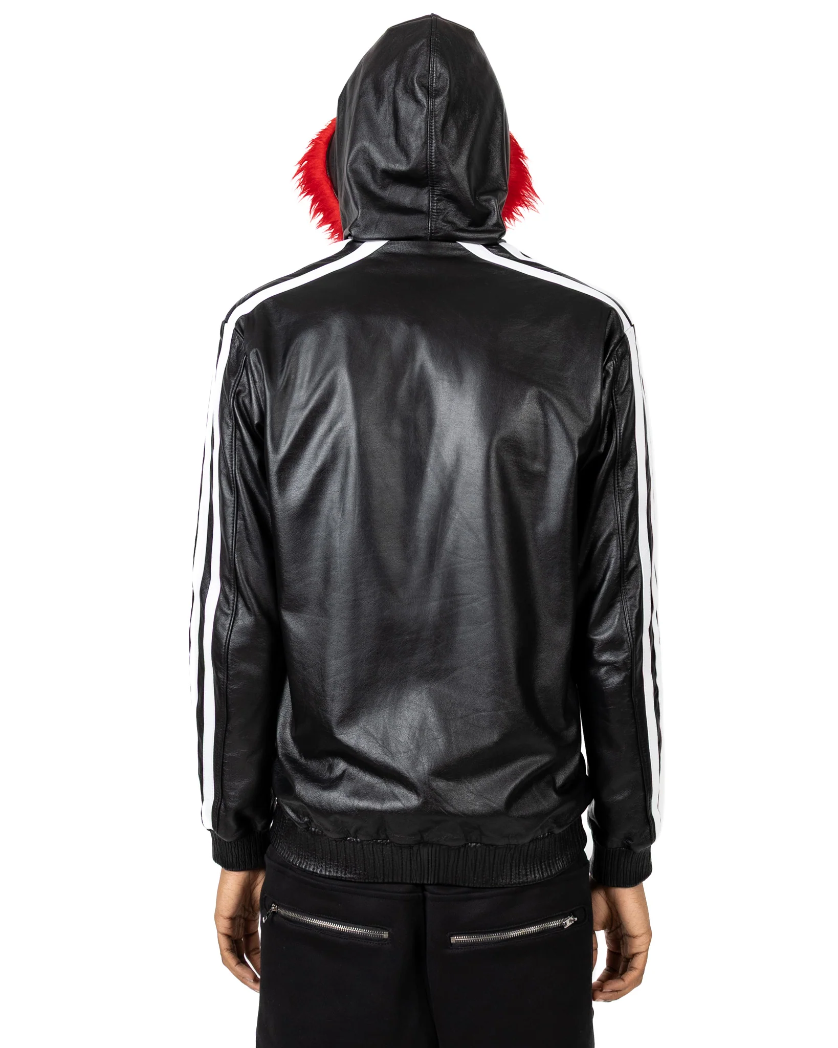 Yori Mainline Black Leather Hoodie - Image 3