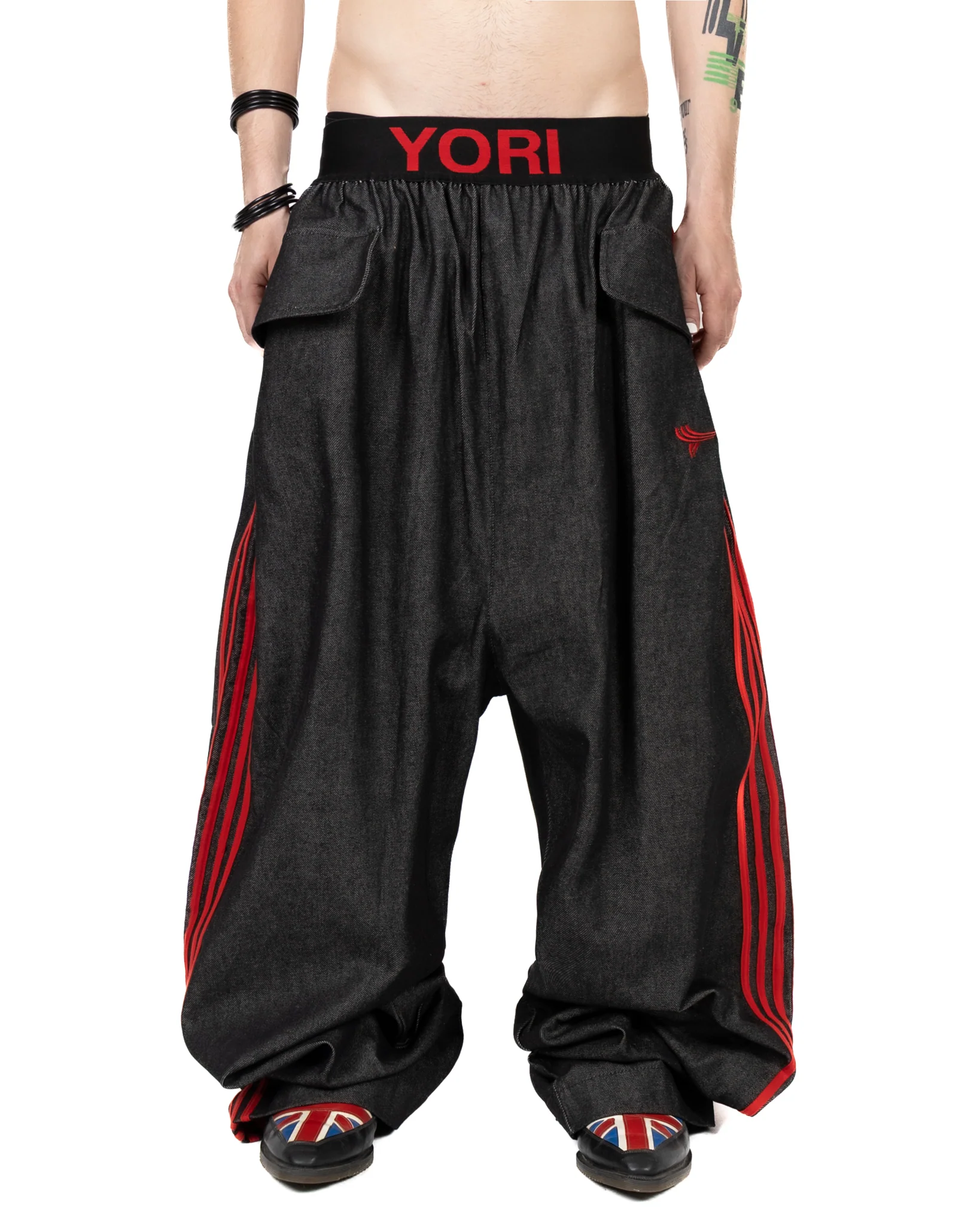 5-Stripe Elastic Denim (Black/Red)