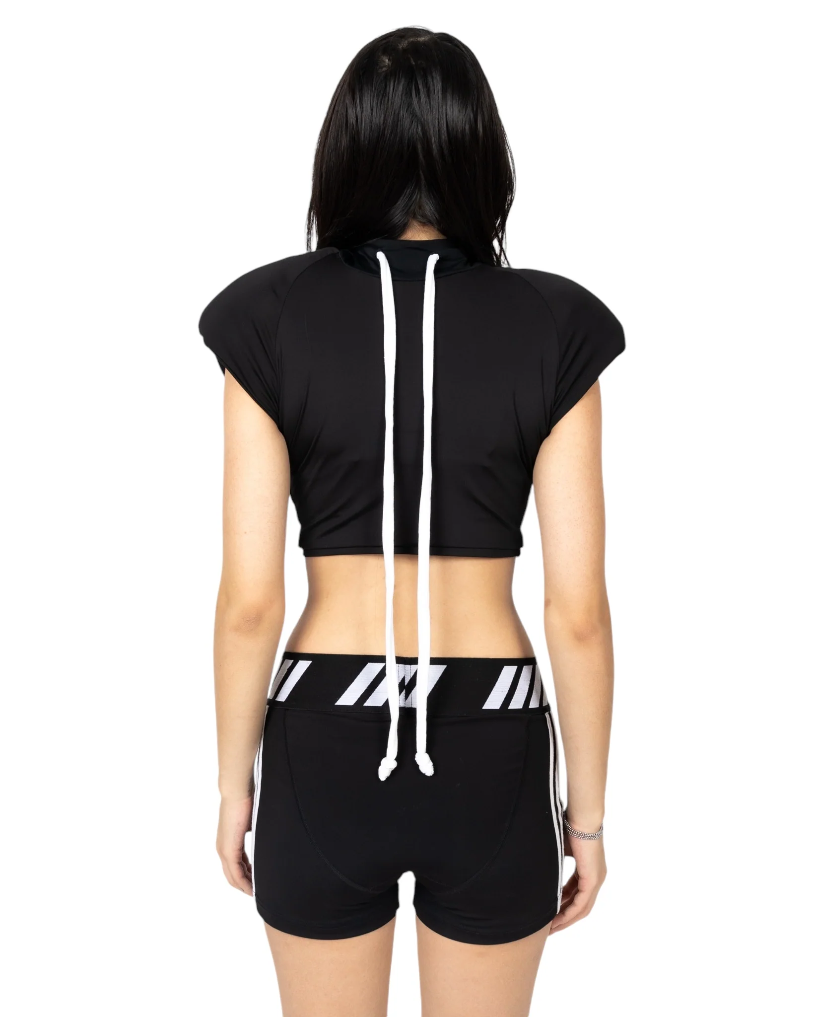 YSWW Cropped Short Sleeve Shoulder Pad Top - Image 3